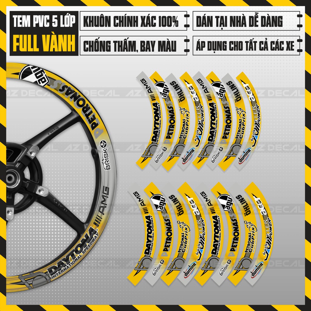 Tem Dán Vành Xe Máy DAYTONA AMG | FullV05 | Chất Liệu Decal Cao Cấp Thiết Kế Kín Mâm, Chống Nước, Bền Màu