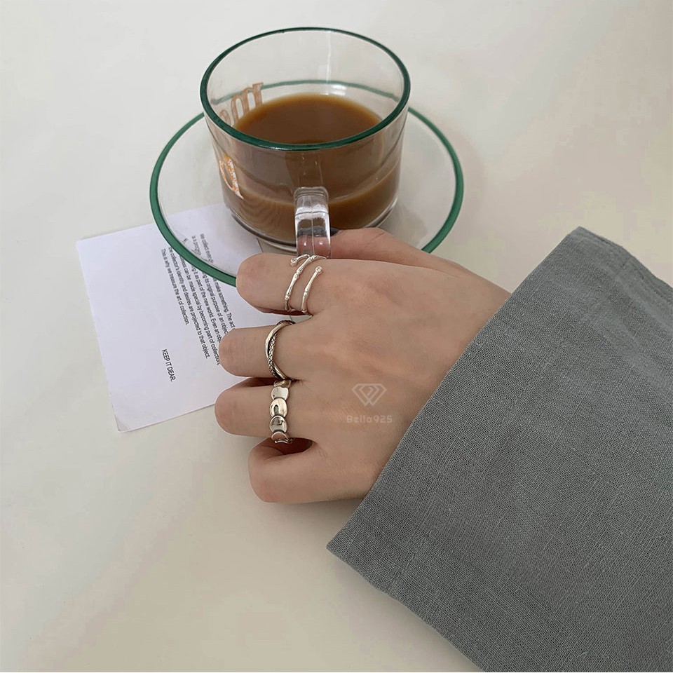 Nhẫn nữ Bella 925 nhẫn bạc cá tính