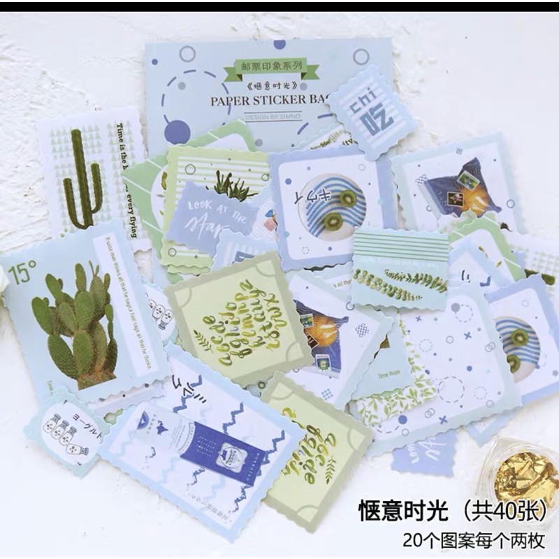 Túi 40 hình dán con tem miếng dán niêm phong