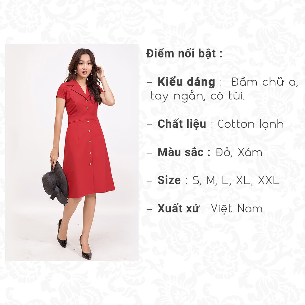Váy đầm công sở thời trang Eden cổ đanton cao cấp, che khuyết điểm - D370 | BigBuy360 - bigbuy360.vn