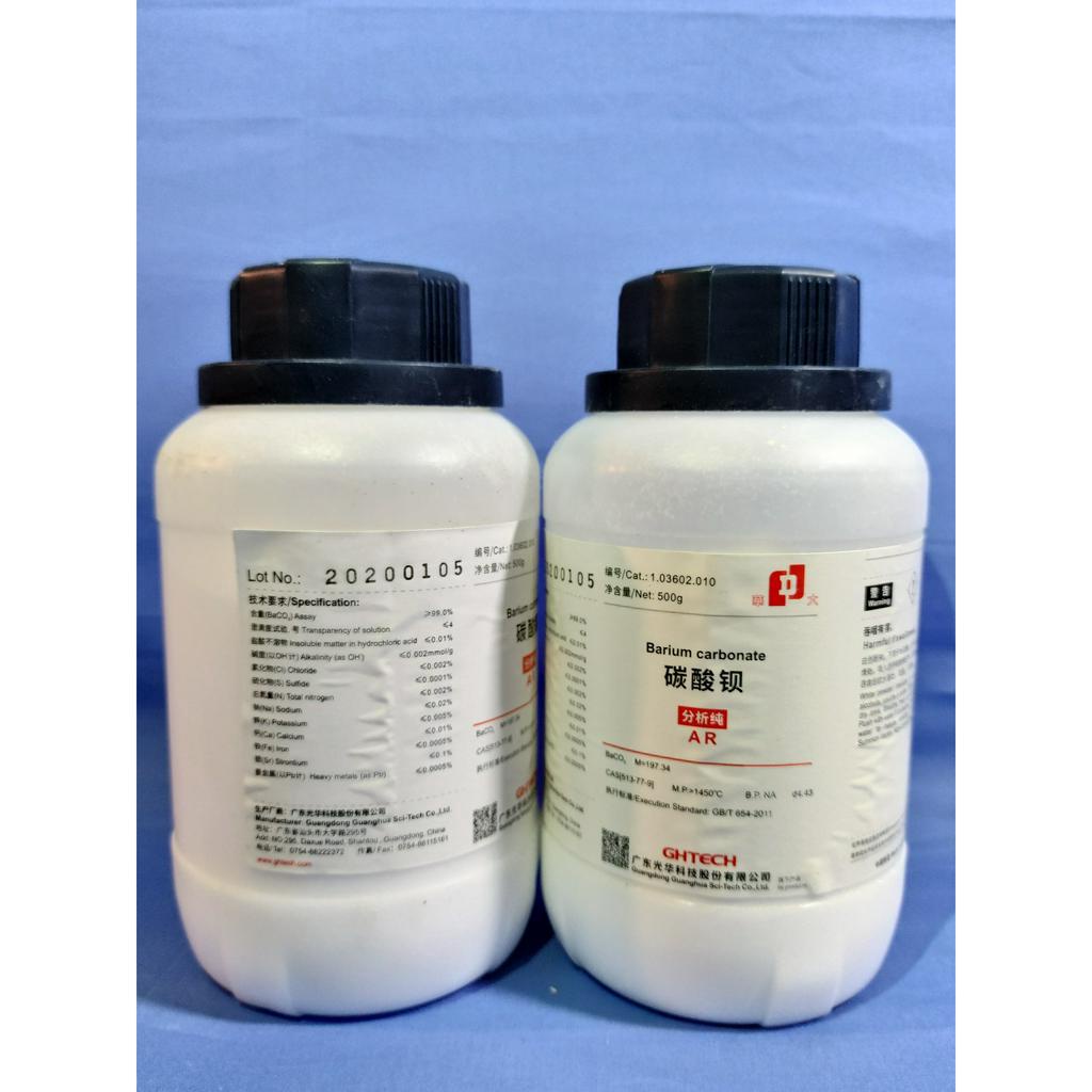 Hóa chất Barium Carbonate, Bari Cacbonat - BaCO3 - CAS 513-77-9 JHD,Xilong lọ 500g