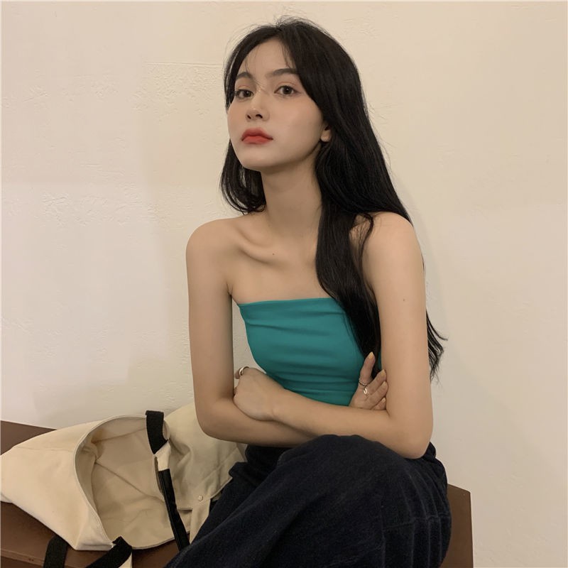 Cocory vn Áo Croptop Sát Nách Màu Trơn Thiết Kế Ôm Sát Quyến Rũ Thời Trang Cho Nữ 4 Màu Lựa Chọn