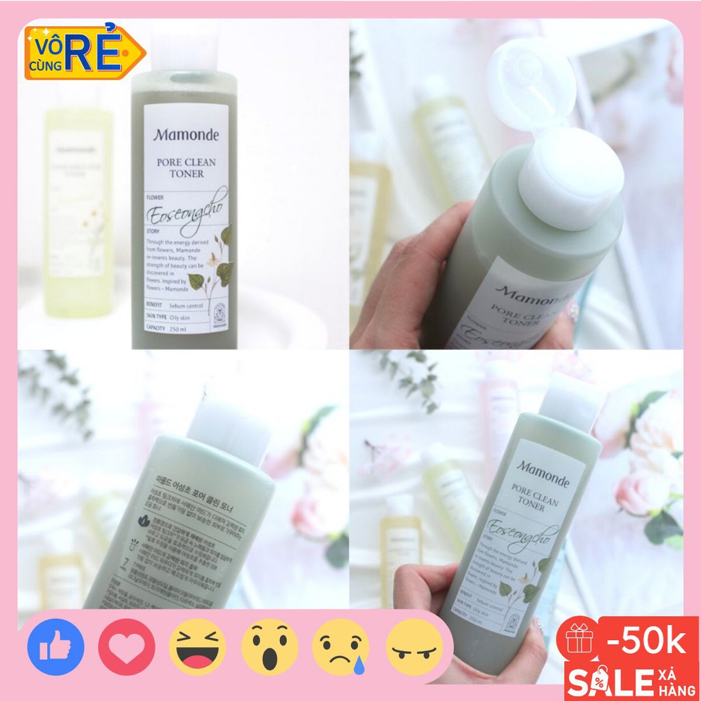 Nước hoa hồng diếp cá Mamonde Pore Clean Toner sạch dầu nhờn-ngăn ngừa mụn 250ml