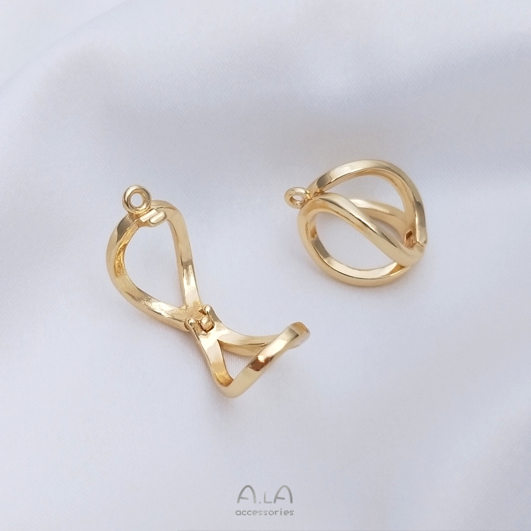 Khóa Dây Chuyền Bằng Đồng 14K Đính Ngọc Trai Màu Sắc Thời Trang