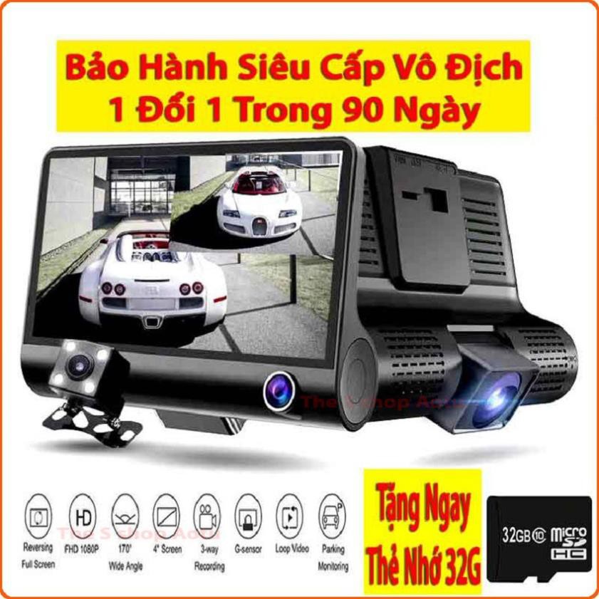 Camera Hành Trình Ô Tô 3 Mắt Camera, Màn Hình 4 Inh Full HD, Ghi Hình Đa Chiều, Có Chế Độ Ghi Đè Kèm Thẻ Nhớ 32G/64G