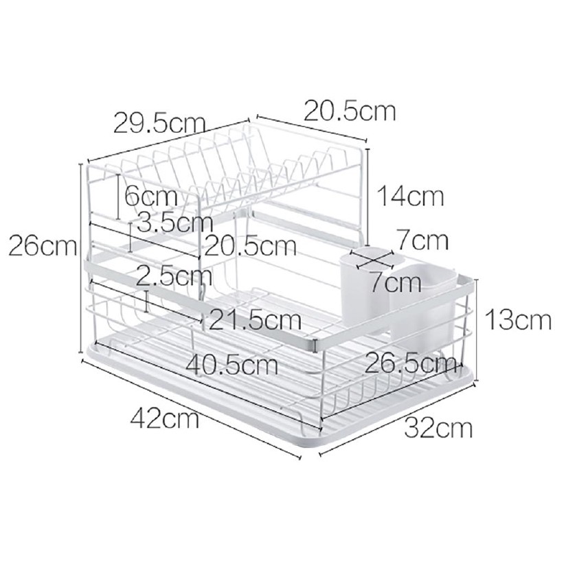 Giá Úp Chén Dĩa JUJIAJIA Bằng Sắt Có Hai Tầng Tiện Lợi Cho Nhà Bếp