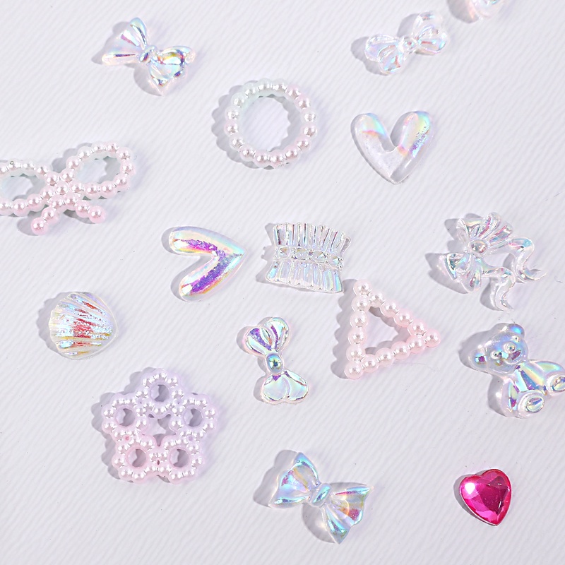 1 Hộp Phụ Kiện Trang Trí Móng Nghệ Thuật Hình Nơ/Gấu Hoạt Hình