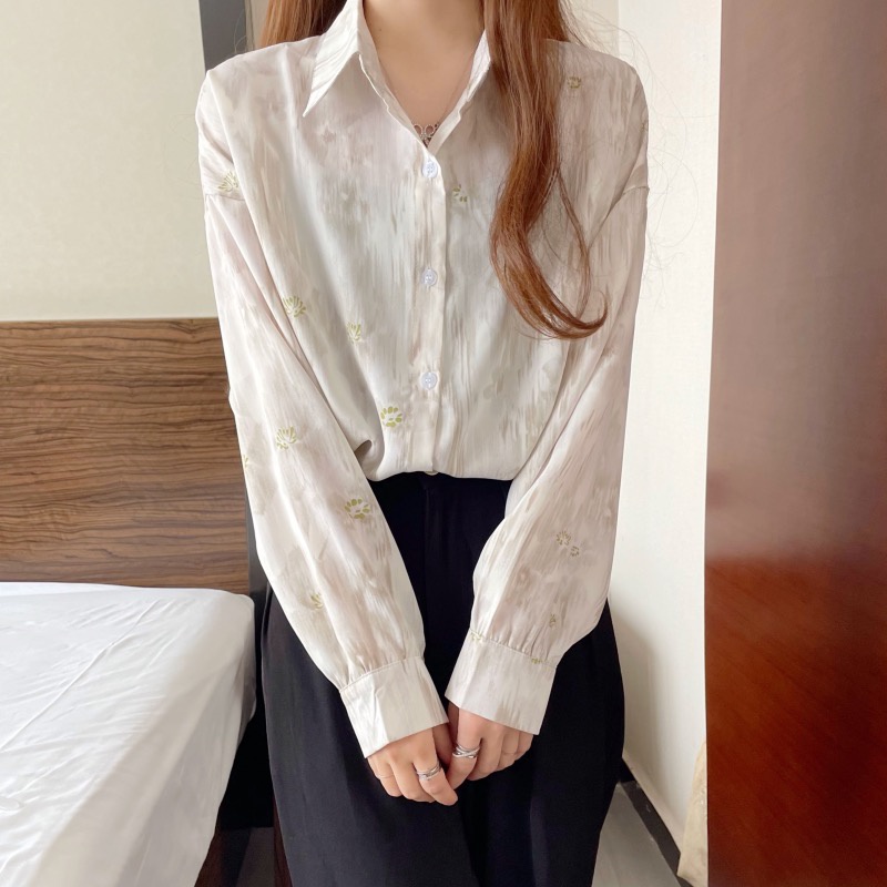 Áo Sơ Mi Nữ Tay Dài In Hoa Phong Cách Phương Tây Thời Trang Mùa Thu