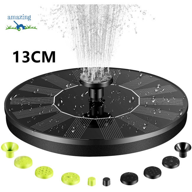 Đài Phun Nước Năng Lượng Mặt Trời Mini 1w Kèm 10 Vòi Phun Cho Sân Vườn/Ngoài Trời