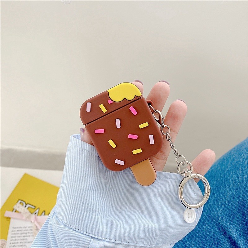 ☘️Tặng kèm dây đeo☘️Case Airpod 1 2 ...Vỏ bao bọc Kem que các màu đựng tai nghe không dây Ice Cream airpods silicon