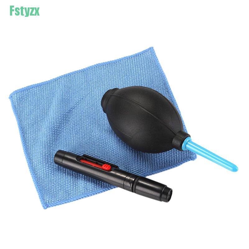 fstyzx 3 in 1 Lens Cleaning Cleaner Dust Pen Blower Cloth Kit For DSLR VCR Camera