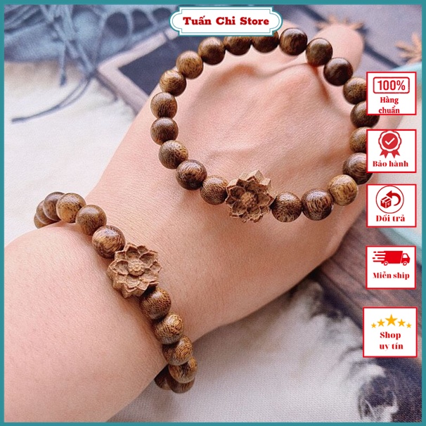 Vòng Tay Trầm Hương Mix Hoa Sen 💥 HÀNG CHUẨN💥 Vòng Trầm Hương Tự Nhiên Tặng Kèm Hộp Gấm.Sang Trọng.