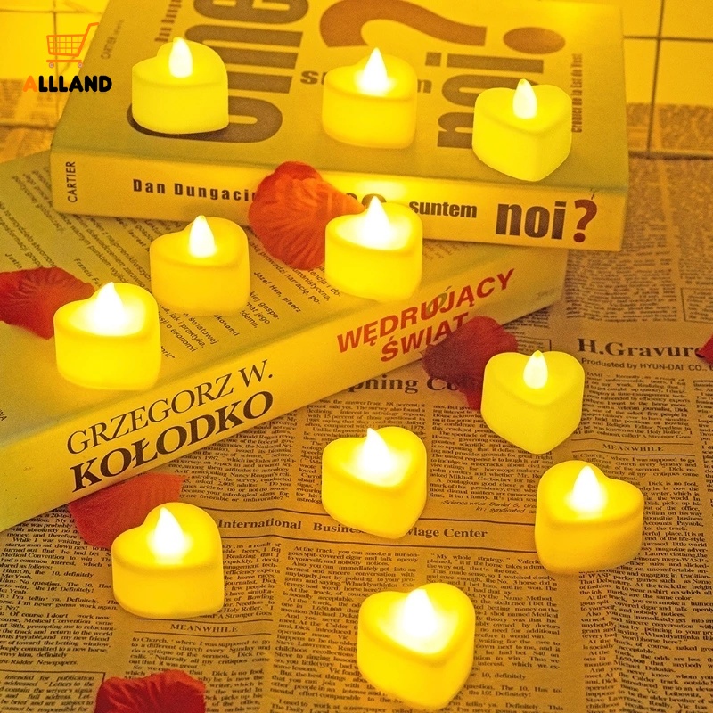 Đèn LED Hình Trái Tim Mô Phỏng Ngọn Nến/Trà LED Chạy Bằng Pin Trang Trí Nhà/Giáng Sinh