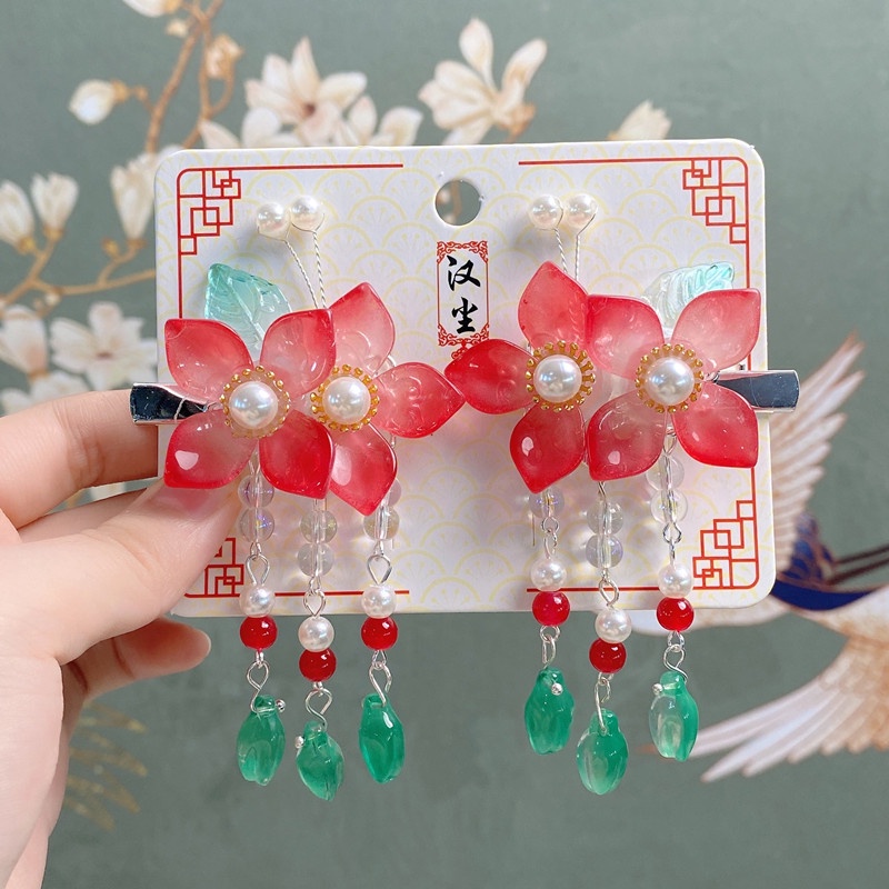 1 Cặp Kẹp Tóc Đính Hoa / Thỏ Trắng / Bướm Trang Trí Tóc Cho Bé Gái