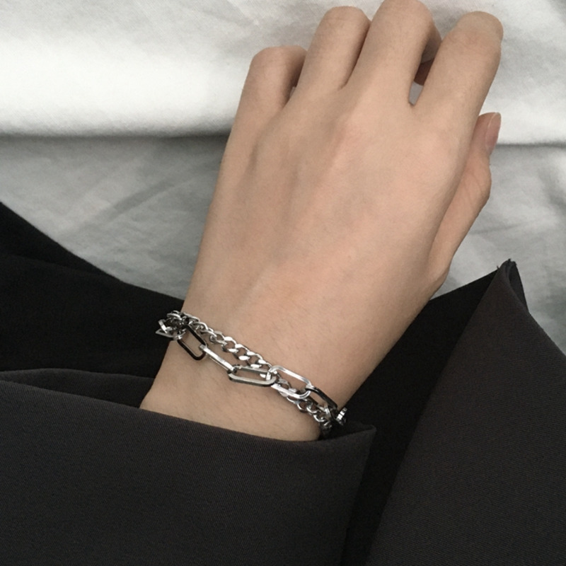 Vòng Tay Kim Loại Thiết Kế Đơn Giản Phong Cách Hip-Hop Độc Đáo