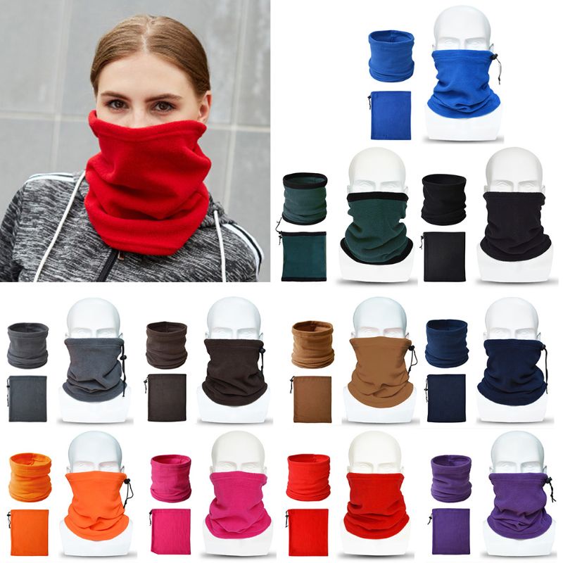 Khăn Choàng Cổ Vải Lông Cừu Balaclava Màu Trơn Dày Dặn Giữ Ấm Mùa Đông Cho Nam Và Nữ