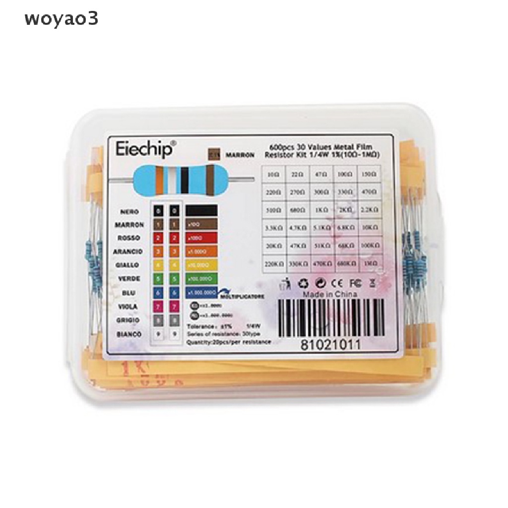 Set 600 Điện Trở Màng Kim Loại 1 / 4W 10R ~ 1M DIY