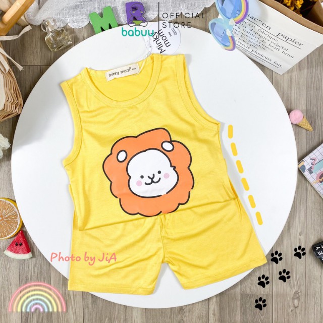 Bộ Minky Mom Ba Lỗ Cho Bé Gái Bé Trai 0 1 2 3 4 5 6 Tuổi Vải Thun Lạnh-Đồ Bộ Sát Nách Trẻ Em-BABULALA-BL10