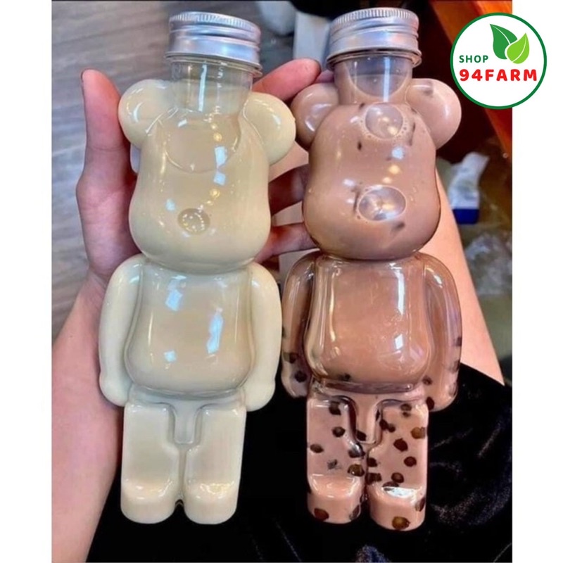Chai gấu bearbrick đựng trà sữa, chè dưỡng nhan, sâm bổ lượng