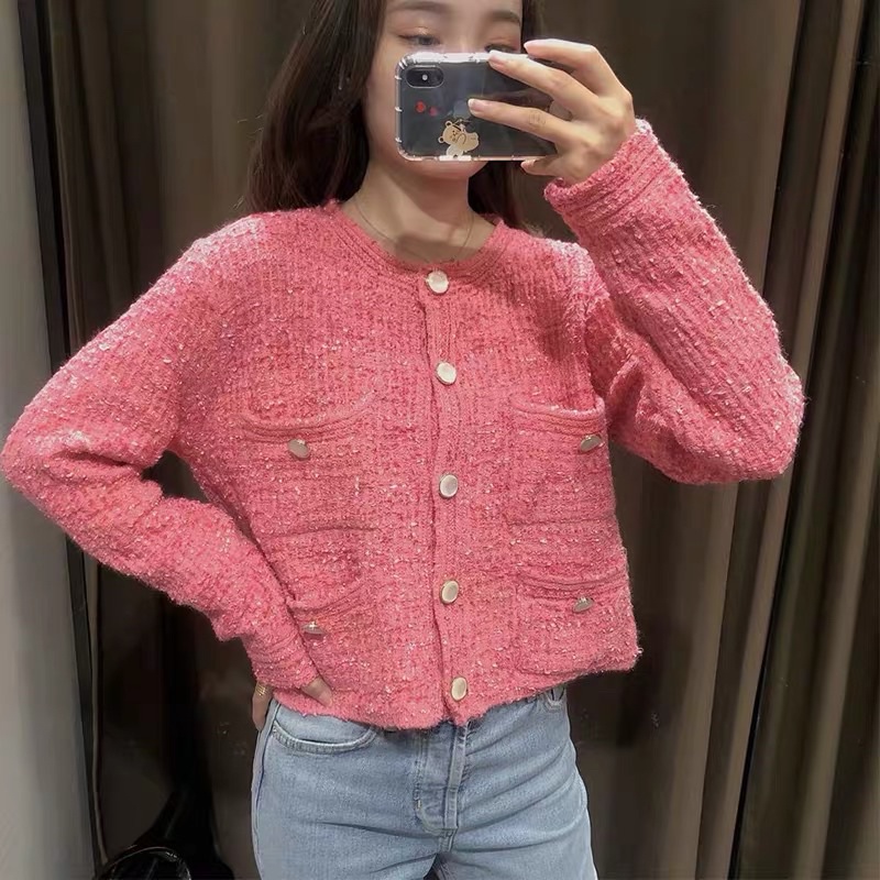 Áo cardigan tweed dài tay Z*ra mẫu mới 2021