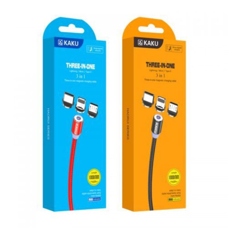 Cáp nam châm 3 đầu Micro Lightning Type C Kaku mã KSC-320 BH 6 THÁNG