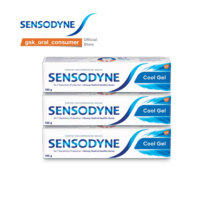 Bộ 3 Kem đánh răng giúp giảm ê buốt SENSODYNE Cool Gel 160gr/tuýp