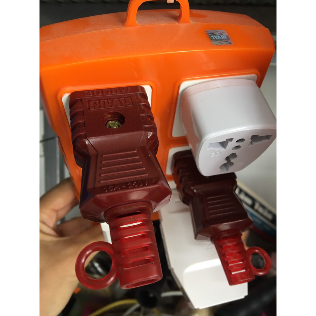 Phích cắm chân tròn 16A/3000W nâu đỏ - Nival cao cấp