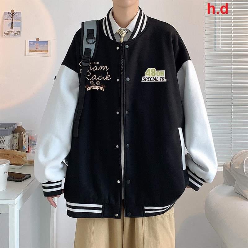 Áo bomber Varsity 48OH Jacket nỉ nam nữ khoác ngoài áo dày dặn form rộng unisex -