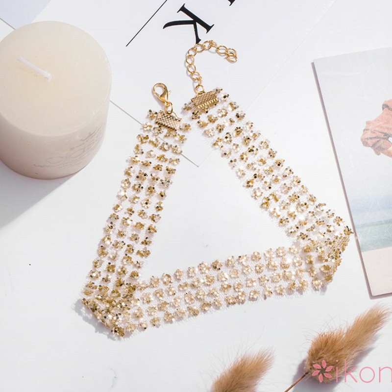 M527-25 Vòng đeo cổ Choker Thời Trang dạng lưới đính hạt lấp lánh