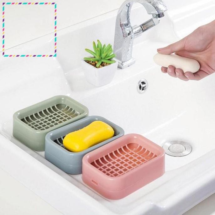 Khay đựng xà phòng tắm 2 lớp hình chữ nhật giúp nhà tắm luôn sạch sẽ (SB02)