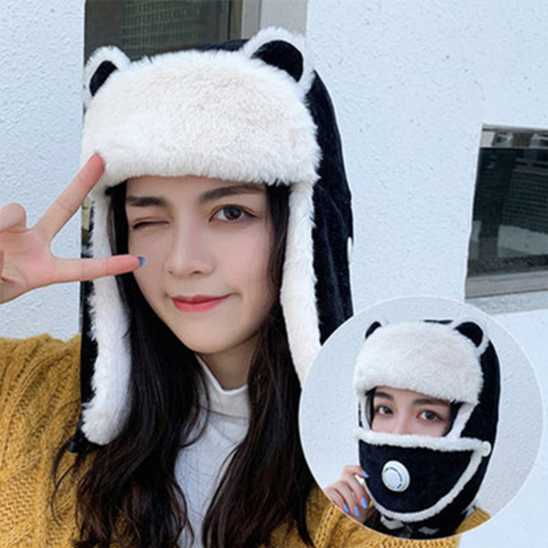 Nón Phi Công Vải Cotton Dày Giữ Ấm Tai Mùa Đông Cho Nữ