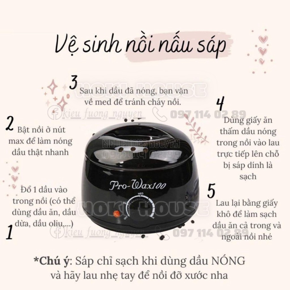 Combo Triệt Lông Vĩnh Viễn Máy Nấu Sáp Hard Wax Bean Nồi Pro100 Kèm Wax Lông Và Mỡ Trăn Cho Nách Tay Chân Râu Và Bikini