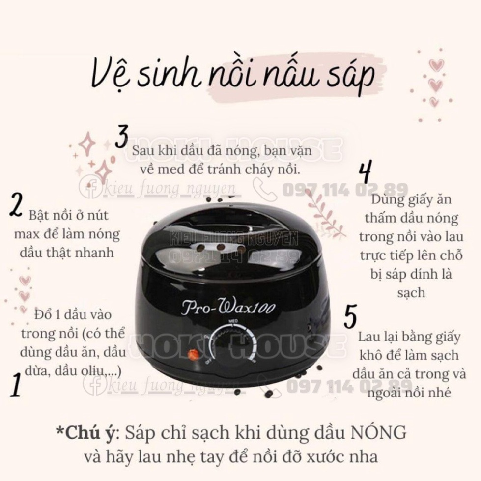 Combo Triệt Lông Vĩnh Viễn Máy Nấu Sáp Hard Wax Bean Nồi Pro100 Kèm Wax Lông Và Mỡ Trăn Cho Nách Tay Chân Râu Và Bikini