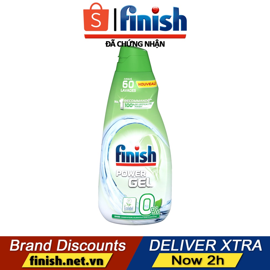 Viên Gel rửa chén bát hữu cơ sinh học Finish Eco 0%