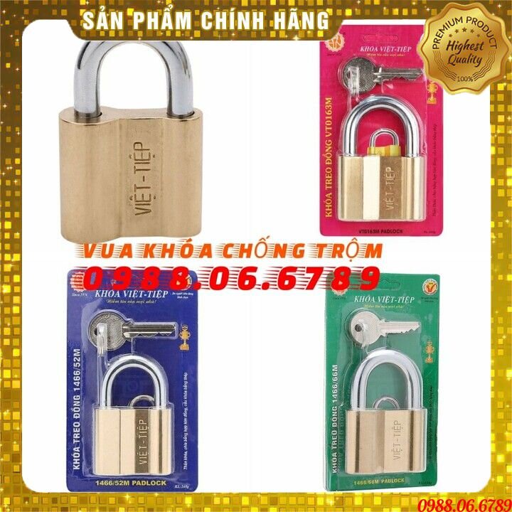 Ổ khoá Việt Tiệp treo  đồng 5P và 6P⚡FREE SHIP⚡ Khóa giữ chìa chống quên chìa.khả năng:chống cưa-chống cắt-chống đục.