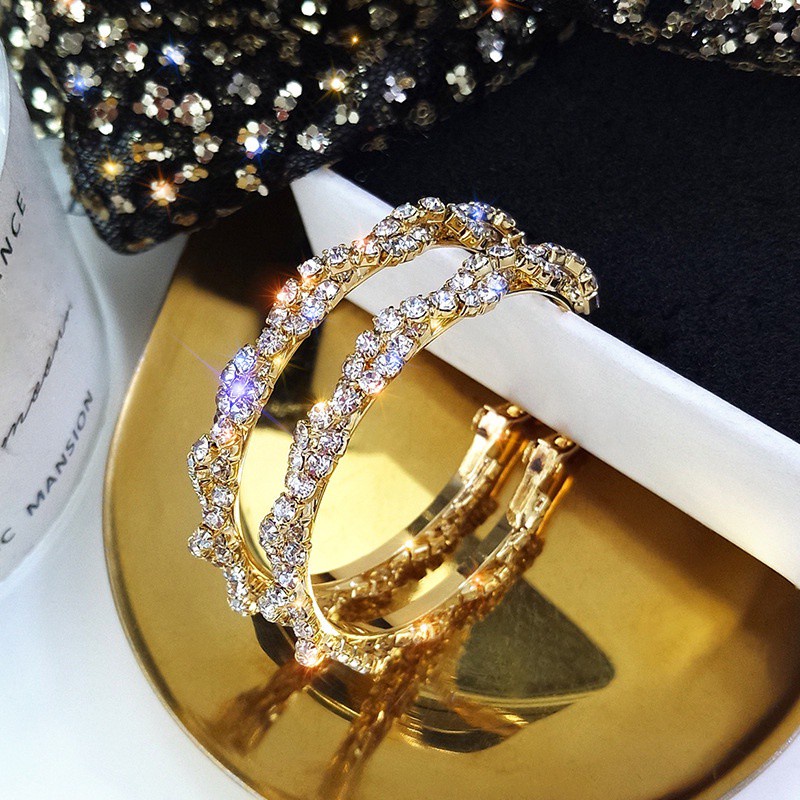 Đôi khuyên tai đính đá phong cách Hàn Quốc cao cấp