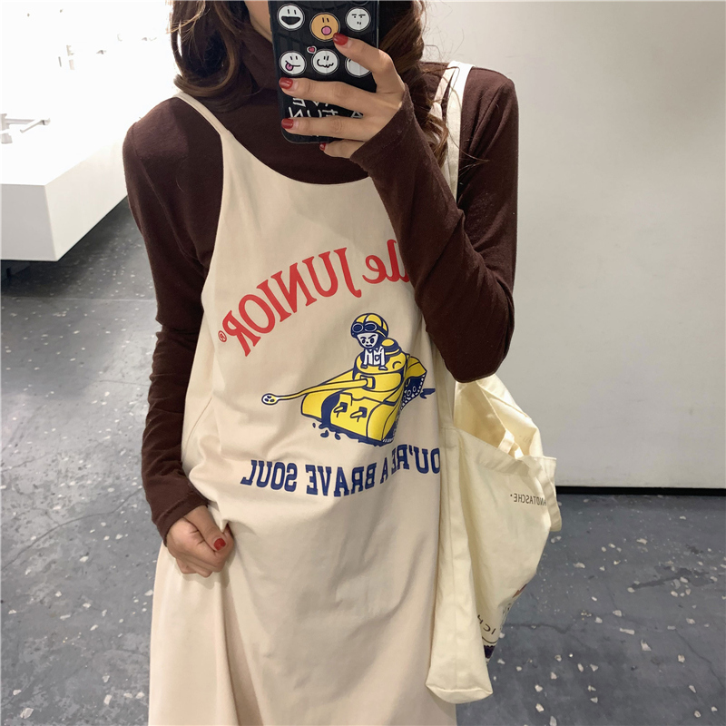 SUXI Váy dài form rộng họa tiết hoạt hình trẻ trung sành điệu cho nữ