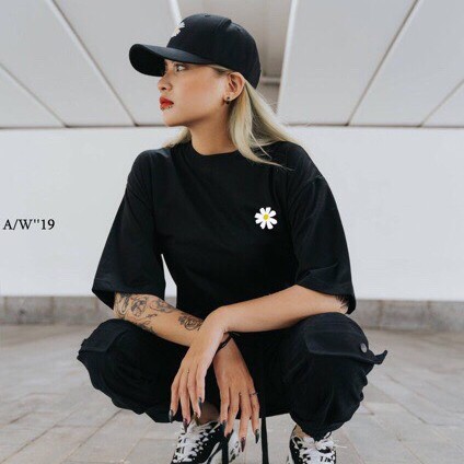 Sale hot! Áo thun form rộng tay lỡ  in hình hoa cúc chữ ký 3 màu cực đẹp,áo phông dáng rộng siêu hot hit giá rẻ