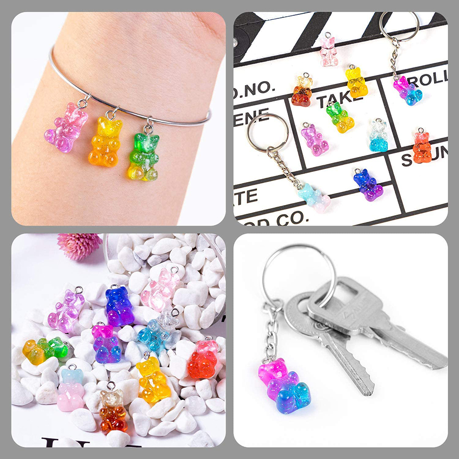 Bộ 10 Mặt Nhựa Resin Hình Gấu Gummy Dễ Thương Làm Đồ Trang Sức Thủ Công DIY