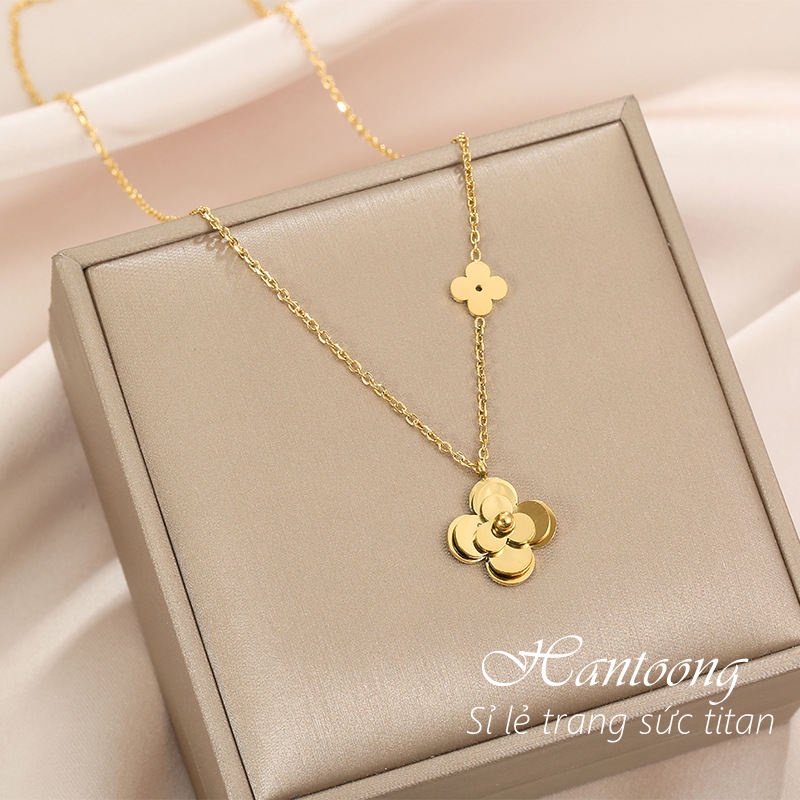 Dây chuyền nữ chất liệu titan không gỉ mặt hình hoa sơn trà thiết kế thời trang mẫu mới 2022