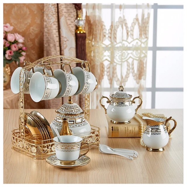 Bộ Ấm Chén Gốm Sứ pha trà , cà phê 22 món