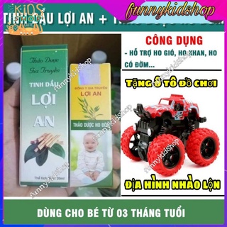 Combo tinh dầu trầu không và tinh dầu ho đờm Lợi An+ tặng ô tô cho bé