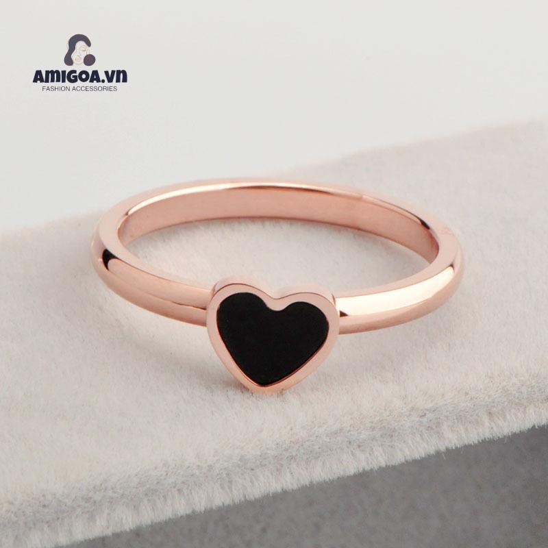 Nhẫn Vỏ Đen Trái Tim Dễ Thương