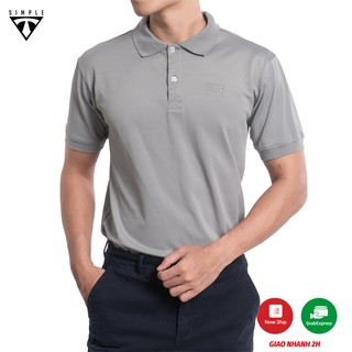 Áo Polo Nam cổ bẻ TSIMPLE cổ trụ thêu tay lỡ vải thun cá sấu Cotton thời trang, chuẩn form, sang trọng lịch lãm màu Xám