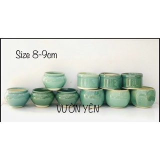 Chậu gốm sứ tráng men kích thước 8-9 cm