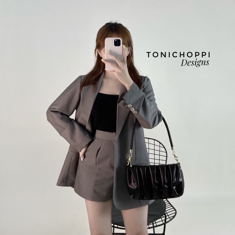 Set áo vest và quần short cá tính màu xám - ToniChoppi