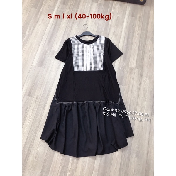 Đầm bầu bigsize 40-100kg chất cotton đuôi cá pha kẻ