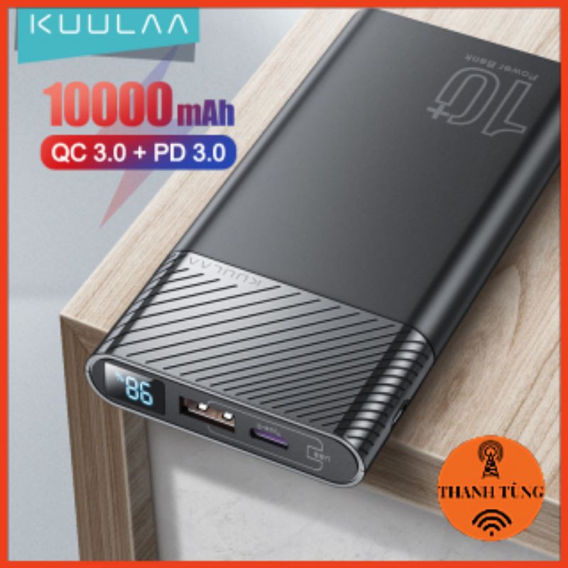 Sạc Dự Phòng Kuulaa 10.000mAh. 2 cổng Usb.Hàng mới 100%