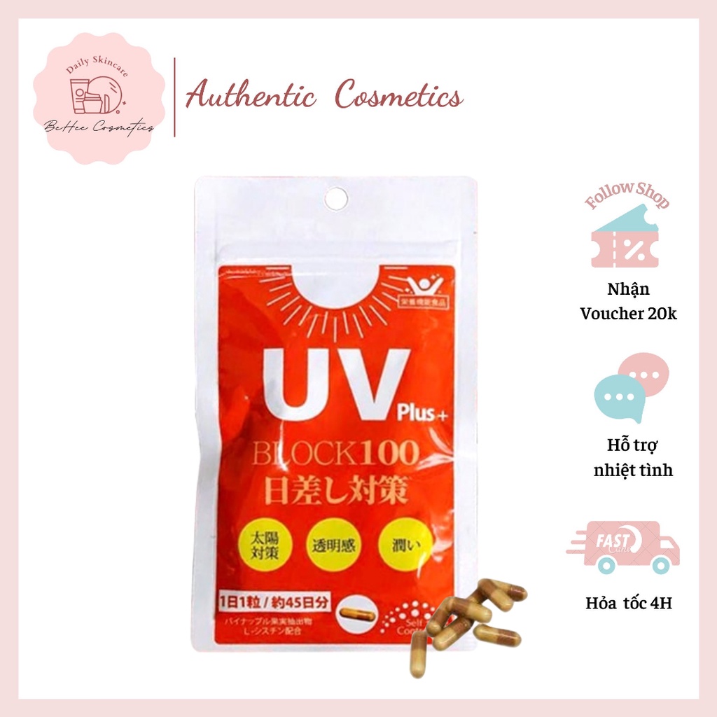 Viên Uống Hỗ Trợ Chống Nắng UV Plus Block 100 Nhật Bản - 45 viên