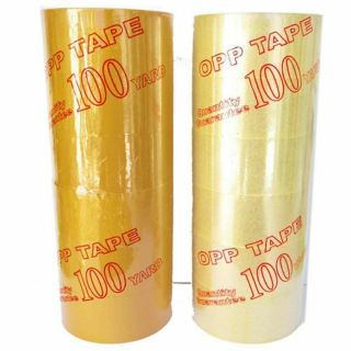 Băng keo trong đục 100Y, màng keo siêu dày, 1 cây 6 cuộn nặng 1kg250gr